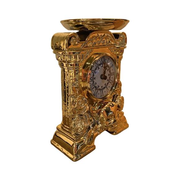 NEW Bath & Body Works Gold Skull Clock Pedestal 3-Wick Candle Holder Decor - Picture 7 of 10